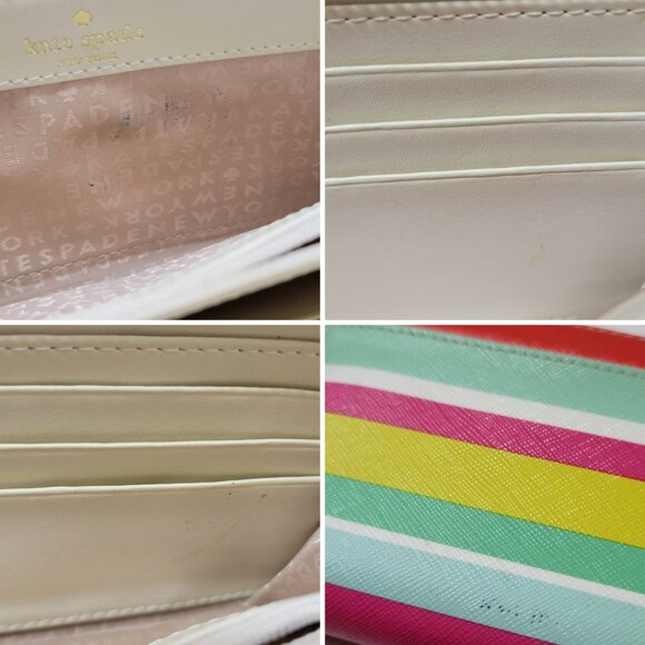 Kate Spade New York Striped Zip Around Wallet Wristlet Multicolor - Picture 3 of 5